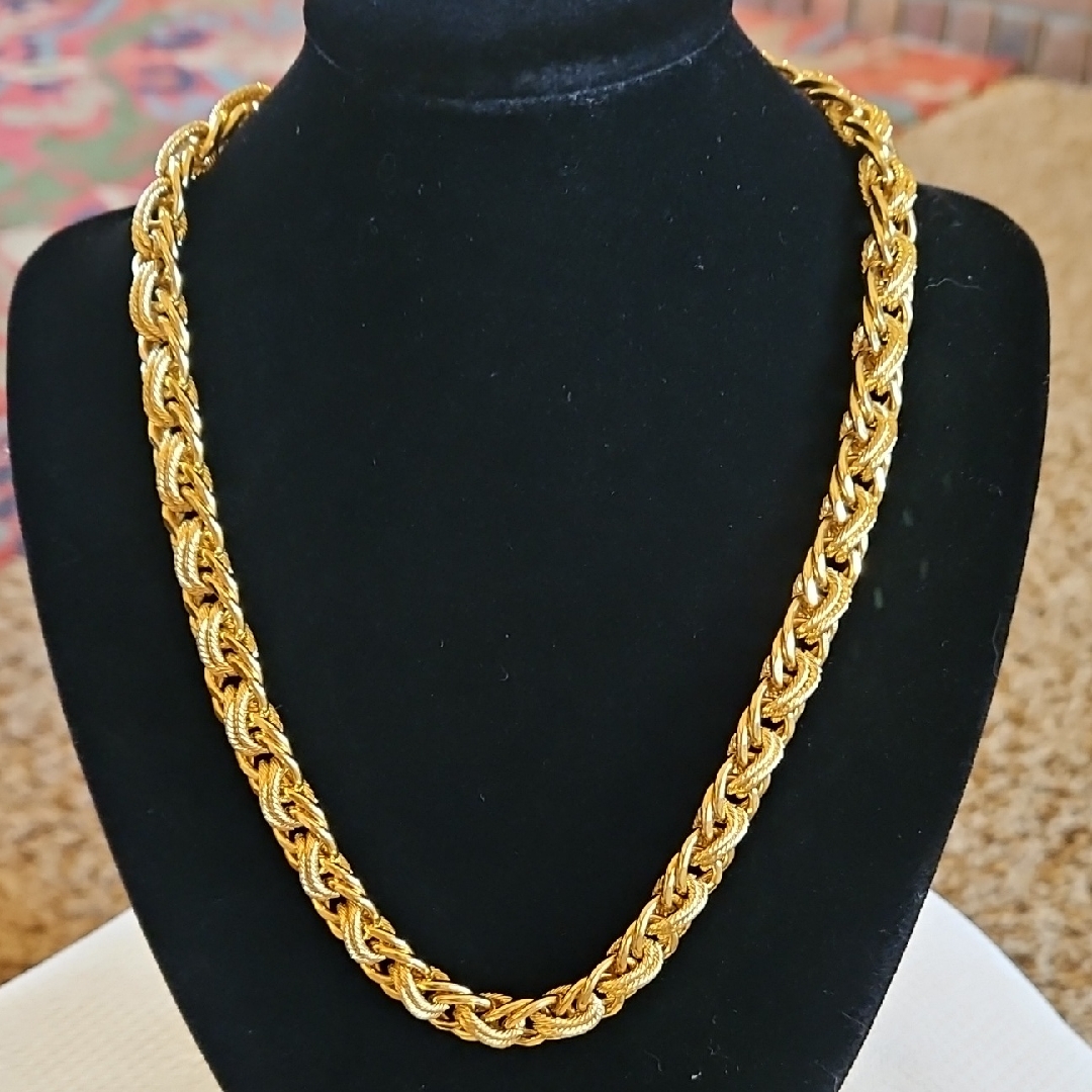 Vintage Lr Lady Reminton Elegant Woven Gold Chain Necklace